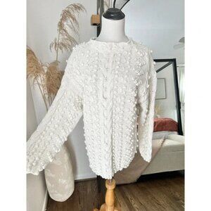 SOLD. HAND KNIT Vintage Popcorn Cotton Pullover Sweater M